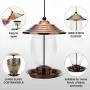 Realead Wild Bird Feeder Outdoor Hanging for Garden Yard Outside Decoration，Metal Glass Bird Feeder 3-Pound Seed Capacity, Easy to Clean