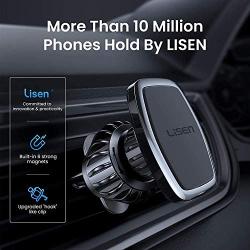 LISEN Car Phone Holder Mount, [Upgraded Clip] Magnetic Phone Car Mount [6 Strong Magnets] Cell Phone Holder for Car [Case Friendly] iPhone Car Holder Compatible with 4-6.7 inch Smartphones & Tablets