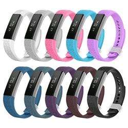 AIUNIT Compatible Alta and Alta HR Band, Replacement for Alta Newest Accessory Wristband Large w/Metal Clasp for Alta/Alta HR/Ace 10Pack Women Men Boys Girls Laser