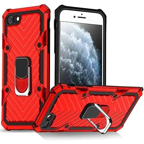 Military Grade for iPhone 8 Case iPhone 7 Case iPhone SE 2020 Metal Rotating Ring with Kickstand Holder Armor Heavy Duty Shockproof Drop Protective Cover for iPhone 8/7/SE 2020 Phone Case (Red) Military Grade for iPhone 8 Case iPhone 7 Case iPhone SE 2020 Metal Rotating Ring with Kickstand Holder Armor Heavy Duty Shockproof Drop Protective Cover for iPhone 8/7/SE 2020 Phone Case (Red)