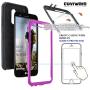 COVRWARE Iron Tank Case Compatible with LG K20 Plus /K20 V/Harmony/Grace 4G /K10 (2017), Built-in Screen Protector Heavy Duty Full-Body Holster Armor [Brushed Metal Texture] Cover Belt Clip, Magenta