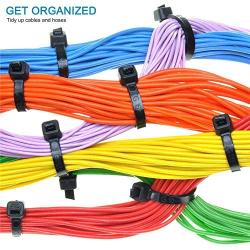 Hmrope 100pcs Cable Zip Ties Heavy Duty 8 Inch, Premium Plastic Wire Ties with 50 Pounds Tensile Strength, Self-Locking Black Nylon Tie Wraps for Indoor and Outdoor