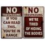 JOYIN 2 PCS Halloween Signs, No Trespassing, Funny Metal Tin Sign for Halloween Decorations, Creepy Home Decor