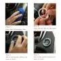 2 Piece Automotive Interior Emblem Crystal Bling Ring Sticker&Bling Start Stop Button Cover,Car Parts Engine Lgnition Button Set,Automotive Glam Interior Accessory,Knob Bling Ring Women Gift (Blue)