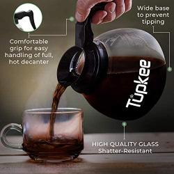 Tupkee Commercial Coffee Pot Replacement - SHATTER-RESISTANT Restaurant Glass Decanter Carafe - 64 oz 12 Cup, Black Handle / Regular, Compatible with Wilbur Curtis, Bloomfield, Bunn Coffee Pot