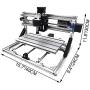 VEVOR CNC 3018 CNC Router Kit 3 Axis CNC Router Machine GRBL Control with ER11 and 5mm Extension Rod for Plastic Acrylic PCB PVC Wood Carving Milling Engraving Machine(XYZ Working Area 300x180x45mm)