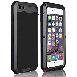 iPhone 6 Case, CarterLily Shockproof Dustproof Waterproof Aluminum Alloy Metal Tempered Glass Cover Case for Apple iPhone 6 4.7 inch - Black