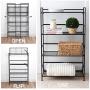 Flipshelf Folding Metal Bookcase-Small Space Solution-No Assembly-Home, Kitchen, Bathroom and Office Black, 4 Shelves, Wide