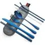 Devico Portable Utensils, Travel Camping Cutlery Set, 8-Piece including Knife Fork Spoon Chopsticks Cleaning Brush Straws Portable Case, Stainless Steel Flatware set (8-piece Blue) Devico Portable Utensils, Travel Camping Cutlery Set, 8-Piece including Knife Fork Spoon Chopsticks Cleaning Brush Straws Portable Case, Stainless Steel Flatware set (8-piece Blue)