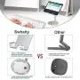 Swhatty Cell Phone Stand, Aluminum iPad Tablet Stand Holder for Desk, Angle Height Adjustable iPhone Stand, Compatible with iPhone iPad Pro, Air, Mini 4 3 2, Kindle, （4-12.9）-Sliver