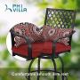 PHI VILLA Patio Outdoor Swivel Bar Stools Set of 4 Patio Bar Height Bistro Dining Chairs Garden Furniture Sets All Weather Metal Frame with Red Cushion