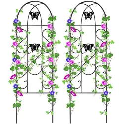 Amagabeli 2 Pack Garden Trellis 60'' x 18'' Rustproof Black Iron Butterfly Potted Vegetables Flowers Patio Metal Lattices Grid Panels for Ivy Roses Cucumbers Clematis Supports