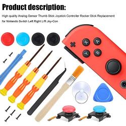 abcGoodefg 3D Joycon Joystick Replacement, Analog Left/Right Joystick Thumb Stick Caps Joycon Button Replacement Repair Kit for Nintendo Switch Controller