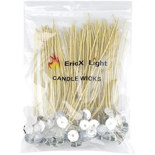 EricX Light Organic Hemp Candle Wicks, 100 Piece 8'' Pre-Waxed by 100% Beeswax & Tabbed, for Candle Making EricX Light Organic Hemp Candle Wicks, 100 Piece 8'' Pre-Waxed by 100% Beeswax & Tabbed, for Candle Making