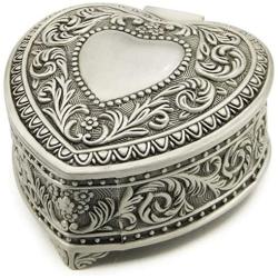 Wingostore Emboss Alloy Metal Music Box Wind Up and Golden Movement Music Box for Christmas/Birthday/Valentines Day (Heart Shaped, Song:You are My Sunshine)