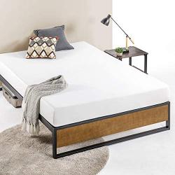 ZINUS GOOD DESIGN Award Winner Suzanne 14 Inch Metal and Wood Platforma Bed Frame / No Box Spring Needed / Wood Slat Suport, Brown, Queen