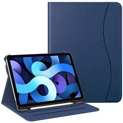 Fintie Case for iPad Air 4 10.9 Inch 2020 with Pencil Holder, Multi-Angle Viewing Cover [Supports Pencil 2nd Gen Charging] with Pocket, Auto Sleep/Wake for iPad Air 4th Generation, Navy