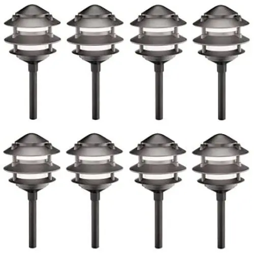8 Pack Malibu 8301-9200-08 3-Tier Cast Metal Pathway Yard Landscape Lights,11 Watt, in Matte Black by Malibu Distribution 8 Pack Malibu 8301-9200-08 3-Tier Cast Metal Pathway Yard Landscape Lights,11 Watt, in Matte Black by Malibu Distribution