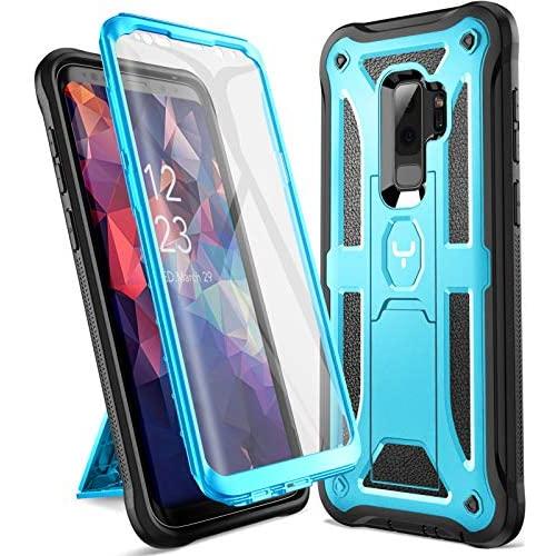 YOUMAKER Designed for Galaxy S9 Plus Case, Heavy Duty Protection Kickstand with Built-in Screen Protector Shockproof Case Cover for Samsung Galaxy S9 Plus 6.2 inch - Blue