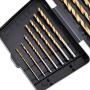 Amazon Basics High Speed Steel Drill Bit Set - Titanium Finish, 13-Piece