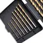 Amazon Basics High Speed Steel Drill Bit Set - Titanium Finish, 13-Piece