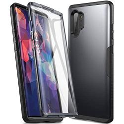 YOUMAKER Case for Galaxy Note 10 Plus, Built-in Screen Protector Work with Fingerprint ID Heavy Duty Full Body Shockproof Cover for Samsung Galaxy Note 10 Plus 6.8 Inch - Black/Black