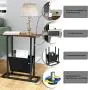 Yusong Retro Industrial Side Table,21-Inch Wood & Metal End Table with Magazine Holder,H Shape Narrow End Table with Storage Holder,Rustic Brown Yusong Retro Industrial Side Table,21-Inch Wood & Metal End Table with Magazine Holder,H Shape Narrow End Table with Storage Holder,Rustic Brown