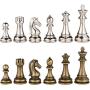 Janus Silver and Bronze Extra Heavy Metal Chess Pieces with 4.5 Inch King and Extra Queens, Pieces Only, No Board