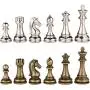 Janus Silver and Bronze Extra Heavy Metal Chess Pieces with 4.5 Inch King and Extra Queens, Pieces Only, No Board