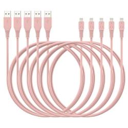 iPhone Charger Cable 6ft 5Pack,iPhone Cable 6 Foot Ailawuu iPhone Cord Sync USB Fast Charging Compatible with iPhone 11/11 Pro/Pro Max/X/XS Max/XR/8/8 Plus/7/7 Plus/iPad/iPod (Pink)