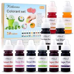 Ktdorns Soap Dye Soap Making Set - 10 Liquid Colors for Soap Coloring,Coal Black, Royal Blue,Chocolate Brown,Lemon Yellow,Fruit Green,Sunset Red,Sunset Yellow,Deep Pink,Super Red and Grape Violet.