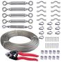 Muzata 5 Pack Heavy Duty Cable Railing Kits Set with 1/8'' 165Feet Stainless Steel Wire Rope Cable and Cable Cutter for Wood Posts, DIY Deck Stair Balustrade CK01,Series CA1 CD1 CS1 CT1 WP1