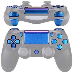 eXtremeRate D-pad R1 L1 R2 L2 Trigger Touchpad Action Home Share Options Buttons, Chameleon Purple Blue Full Set Buttons Repair Kits with Tools for Playstation 4 PS4 Slim PS4 Pro CUH-ZCT2 Controller