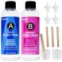 16OZ Epoxy Resin - Crystal Clear Resin Kit for Jewelry DIY Art Crafts Cast Coating Wood,Easy Cast Resin Bonus with 4pcs Sticks,2pcs Graduated Cups, 2 Pairs Gloves,1 Instructions