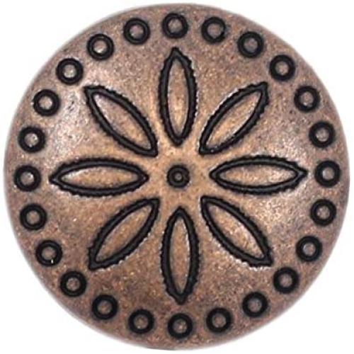 Bezelry 12 Pieces Simple Flower Carving Metal Shank Buttons 18mm (11/16 inch) (Antique Copper)