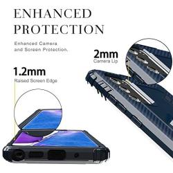 PULEN for Samsung Galaxy Note 20 Case with Camera Lens Screen Protector [1 Pack],Hybrid Armor Metal Ring Holder Magnetic Car Mount,Full Encirclement Shockproof Sturdy Bumper Protective Cover (Blue)