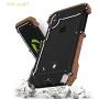 iPhone X Wood Metal Frame Case, Drop Protection Ultra Thin Aluminum Metal Cover Protective Case Shockproof Dropproof Bumper Frame for Apple iPhone X/iPhone tan 5.8inch (Black)