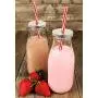 Estilo Dairy Reusable Glass Milk Bottles with Straws and Metal Screw on Lids (Set of 6), 10.5 oz, Clear Estilo Dairy Reusable Glass Milk Bottles with Straws and Metal Screw on Lids (Set of 6), 10.5 oz, Clear