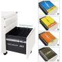 DEVAISE 3 Drawer Mobile File Cabinet with Lock, Under Desk Metal Filing Cabinet for Legal/Letter/A4 File, Fully Assembled Except Wheels, White