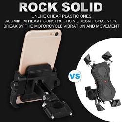 ILM Upgraded Bike Motorcycle Phone Mount Aluminum Bicycle Cell Phone Holder Accessories Fits iPhone X Xs 7 7 Plus 8 8 Plus iPhone 6s 6s Plus Galaxy S7 S6 S5 Holds Phones up to 3.7'' Wide (Black)