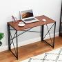 Writing Computer Desk Modern Simple Study Desk Industrial Style Folding Laptop Table for Home Office Notebook Desk Walnut Brown Desktop Black Frame