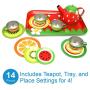 Liberty Imports Kids Fruit Themed Tin Tea Party Toy Set - Metal Teapot and Cups for Childrens Kitchen Pretend Play (14 Pieces)