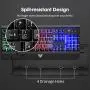 PICTEK Metal Gaming Keyboard, LED Wired Rainbow Keyboard, USB Backlit Membrane Keyboard with Wrist Rest, 19 Anti-ghosting Keys, 12 Multimedia Shortcuts, Spill-Resistant for Windows PC Gamer-Black