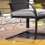 Grand patio 3 Piece Outdoor Bistro Set,Resin Wicker Patio Spring Chair and Metal Table, Furniture Set with Grey Cushion
