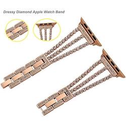 Greaciary Bling Band Compatible for Apple Watch Band 38mm/40mm Rose Gold Jewelry Replacement Metal Wristband Strap Women Girls compatible for iWatch Series 5/4/3/2/1 RG