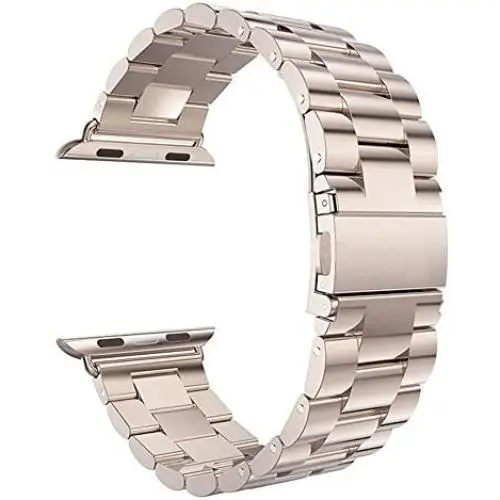 Seinit Stainless Steel Watch Band Replacement Strap Compatible with Apple Watch Series 6/5/4/3/2/1 44mm/42mm, Champagne Gold Seinit Stainless Steel Watch Band Replacement Strap Compatible with Apple Watch Series 6/5/4/3/2/1 44mm/42mm, Champagne Gold