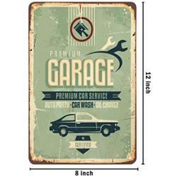 AOYEGO Garage Car Repair Tin Sign,Auto Parts Car Wash Oil Change Vintage Metal Tin Signs for Cafes Bars Pubs Shop Wall Decorative Funny Retro Signs for Men Women 8x12 Inch