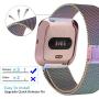 Maxjoy Compatible with Fitbit Versa Bands, Versa 2 Stainless Steel Metal Band Mesh Replacement Bracelet Wristband with Protective Case Compatible with Fitbit Versa 2 1 Watch, Colorful
