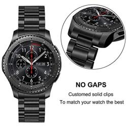 TRUMiRR Zero Gap Band for Galaxy Watch 46mm / Gear S3 with Solid Clips, Quick Release Stainless Steel Watchband Hand Detach Strap Bracelet for Samsung Galaxy Watch 46mm R800/Gear S3 Frontier/Classic