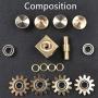 Pure Brass Fidget Cube Gears Linkage Fidget Toy Metal DIY EDC Focus Meditation Break Bad Habits ADHD (Brass)